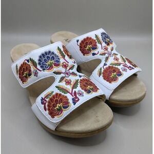 Alegria Womens Sandals Wedge White Floral Arch Support EU Size 40 US Size 9.5